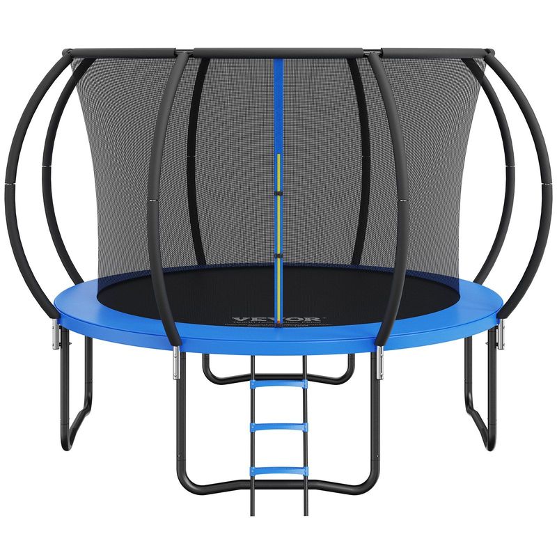 VEVOR 10FT Trampoline, 330 Lbs Trampoline With Enclosure Net, Ladder, And Curved Pole, Heavy Duty Trampoline With Jumping Mat And Spring Cover Padding, Outdoor Recreational Trampolines For Kids Adults_voghion.com