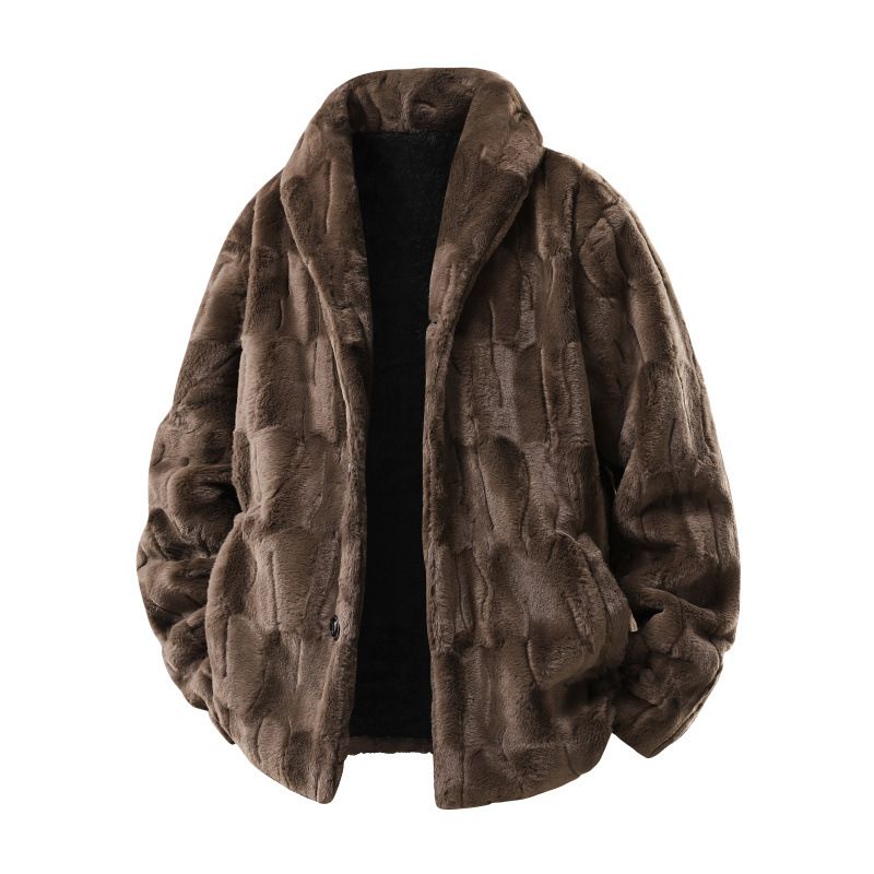 Men’s Luxury Faux Fur Coat – Winter Mink-Style Overcoat (Black/Brown, S-2XL, European Sizing)_voghion.com