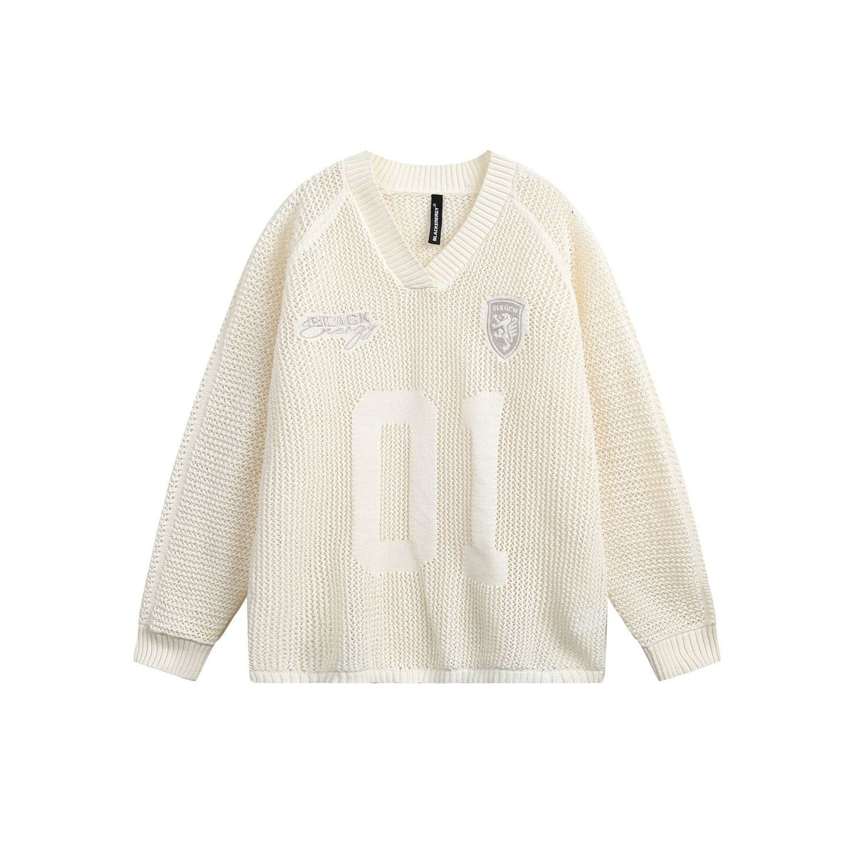 Maglione unisex con scollo a V semplice lavorato a maglia, in stile americano, con design cavo, modello Jiayiku, primavera 2025_voghion.com