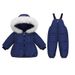 Baby Winter Snowsuit Set – Hooded Down Jacket + Detachable Overalls (80-100cm, White/Navy/Red/Pink)_voghion.com