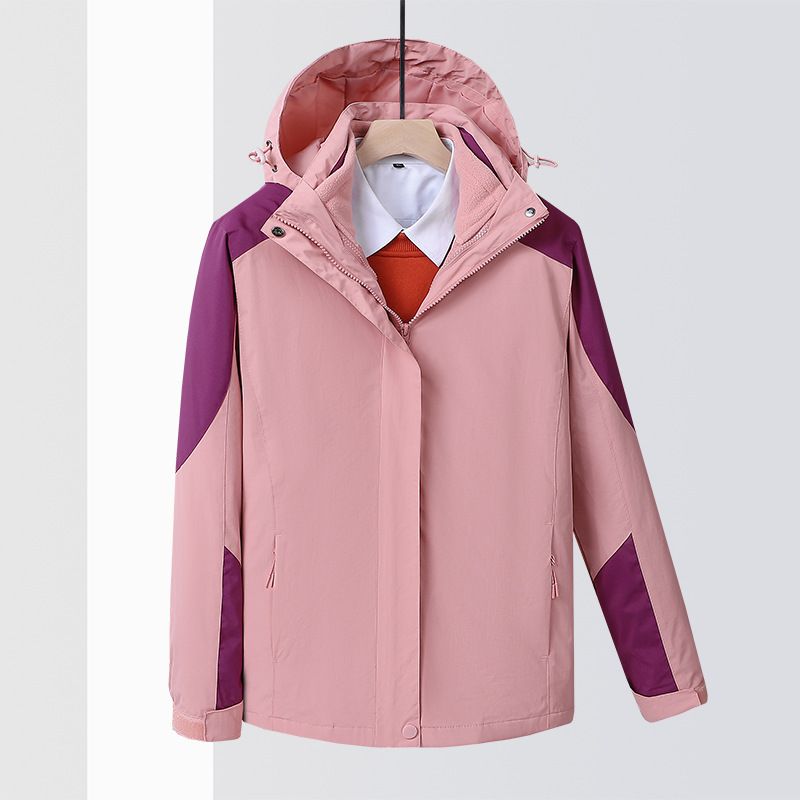 Alpinismo all'aperto autunno inverno con set da due pezzi, pile, giacca antivento e calda con cappuccio per uomo e donna_voghion.com
