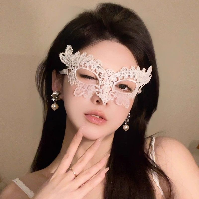 Máscara de renda com flor preta para mulheres, meia face, cosplay, festa, baile de máscaras, fantasia, halloween, legal_voghion.com