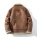 Men's Vintage-Inspired Faux Shearling Jacket – Fleece-Lined Winter Coat With Notch Lapel (Brown, M-5XL)_voghion.com