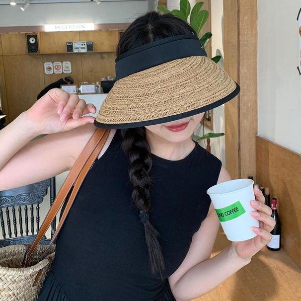 Vintage Summer Straw Woven Sun Hat Women's Sunscreen Empty Top Hat Outdoor Woven Sun Hat_voghion.com