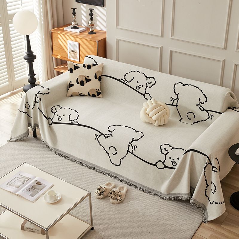 Modern Cartoon Chenille Sofa Cover - Full Coverage Slipcover (All-Season Non-Slip Universal Fit For Sectional/Loveseat Machine Washable)​_voghion.com