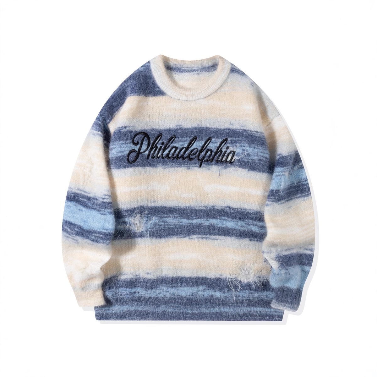 Men's Casual Knit Sweater Oversized Pullover Japanese Style Color Block Long Sleeve Winter Warm Crewneck Jumper_voghion.com