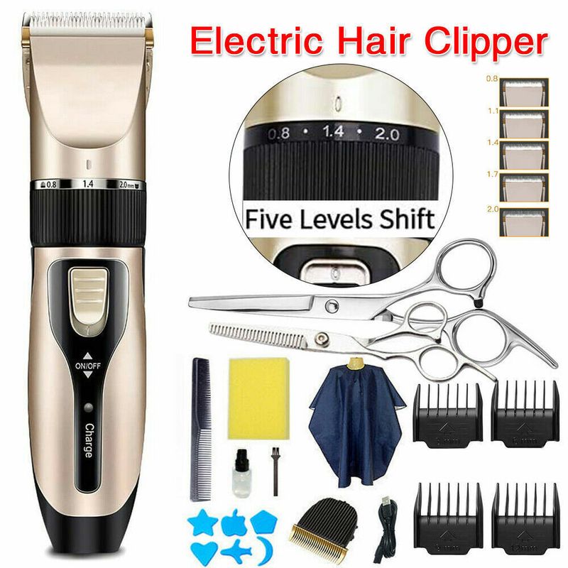 Professional Mens Hair Clippers Trimmers Machine Cordless Beard Electric Shaver_voghion.com