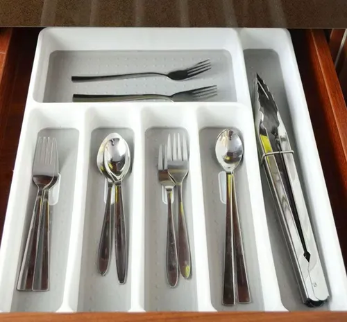 Drawer Cutlery Divider Tray Plastic Knife Fork Chopsticks Spoon Storage Integrated Organizer Box_voghion.com