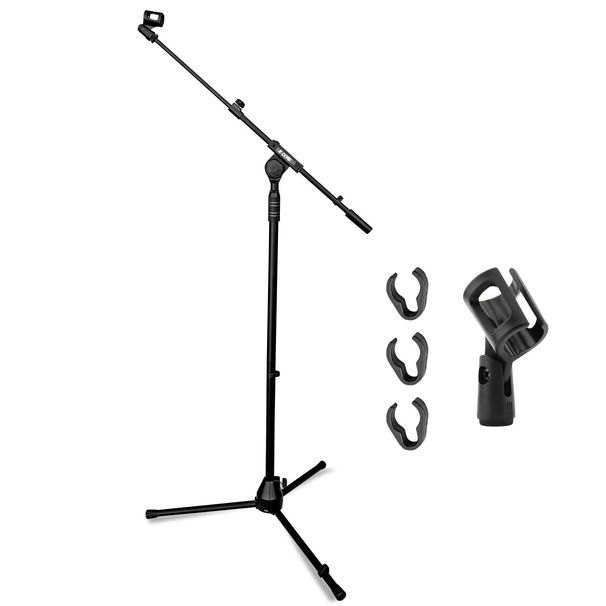 5 Core Microphone Stand Floor Height Adjustable W Extending Telescoping Boom Arm_voghion.com