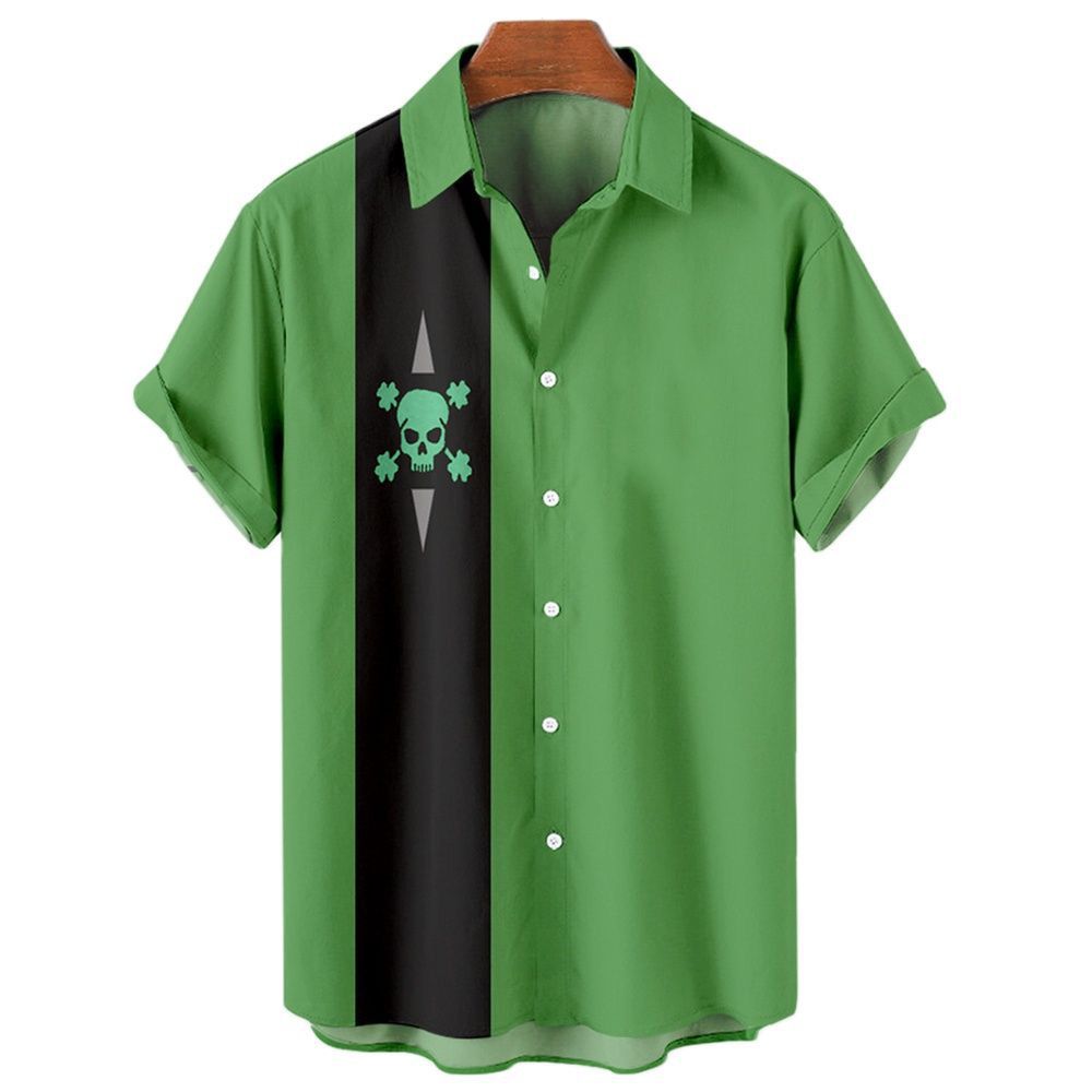 Moška srajca, modna jopica z digitalnim tiskom in kratkimi rokavi_voghion.com