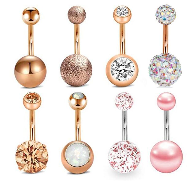 Neue ankunft 8PCs nabel ring anzug zirkon nabel nagel nabel schnalle piercing schmuck_voghion.com