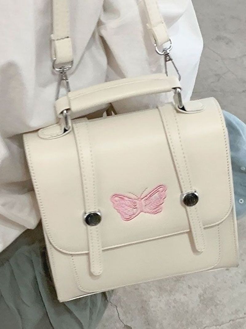 Borsa a tracolla con trama a tinta unita, nuova moda 2025, per studentesse universitarie_voghion.com