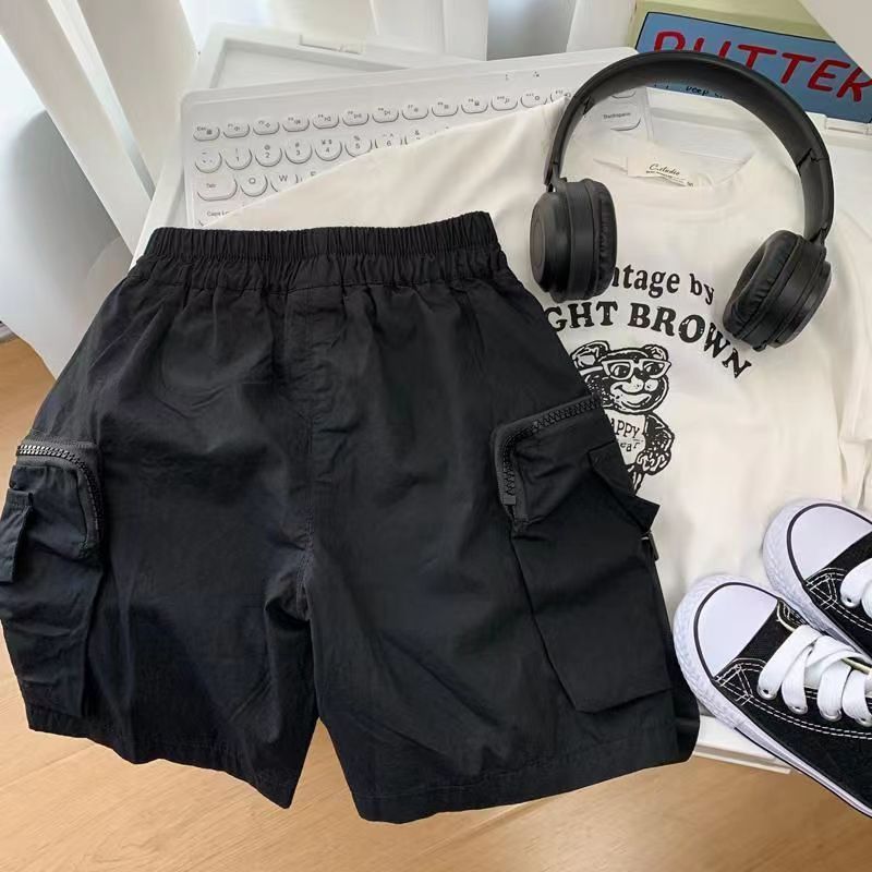 Børnetøj Drenge og piger sommershorts baby stilfuld børnepersonlighed trend internetkendis moderigtige store lommer arbejdsshorts_voghion.com