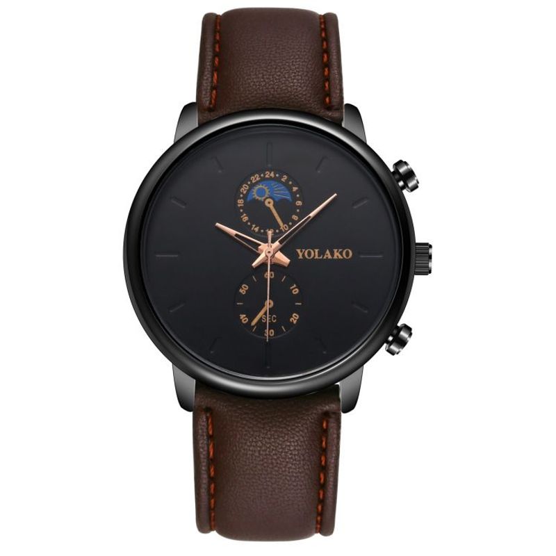 Leather Belt Two Eye Ultra-thin Quartz Men's Watch_voghion.com