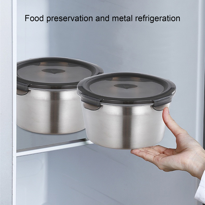 Bol à déjeuner classique en acier inoxydable antirouille, 400 ml/600 ml/1 100 ml/2 100 ml, double couche, surface lisse, couvercle scellé, pour le bureau_voghion.com