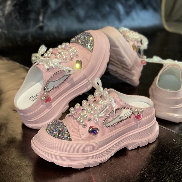 Women's Plus Size Summer 2025 Casual Sneakers - Breathable Lace-Up Slip-On Shoes With Mid Heel For Comfort & Style_voghion.com