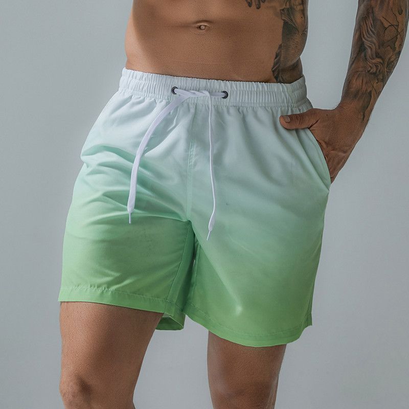 Pantaloncini sportivi da uomo con stampa a gradiente di colore Five Point, taglie forti, pantaloni da spiaggia impermeabili_voghion.com
