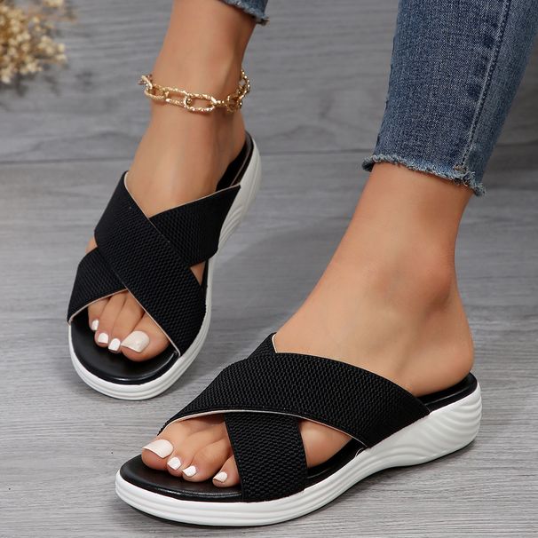 Plus-size Women's Platform Cross Sandals Are Comfortable And Breathable_voghion.com