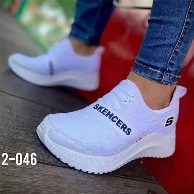 Cross-border new large size sports shoes thick sole mesh lace-up flying woven casual letters European and American fashion running shoes in stock_voghion.com