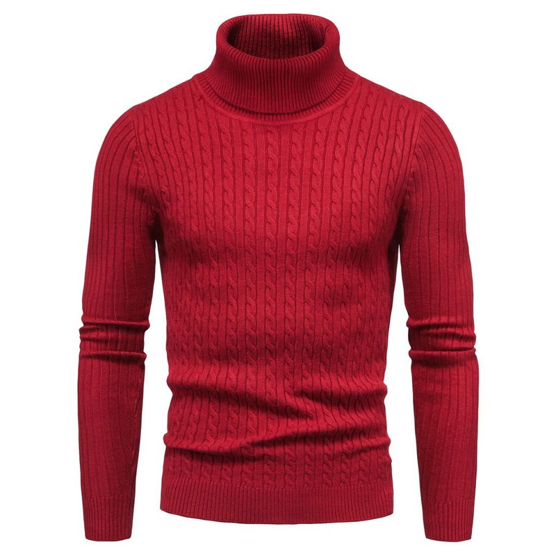 Pull coréen en tricot à col haut pour homme, coupe cintrée, nouvelle collection d'automne_voghion.com