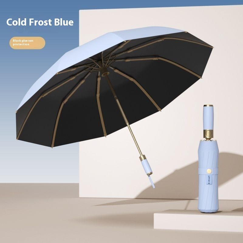 Extra Large Black Coating UV Protection Lightweight Portable Folding Umbrella Dual-use For Sun And Rain Unisex_voghion.com
