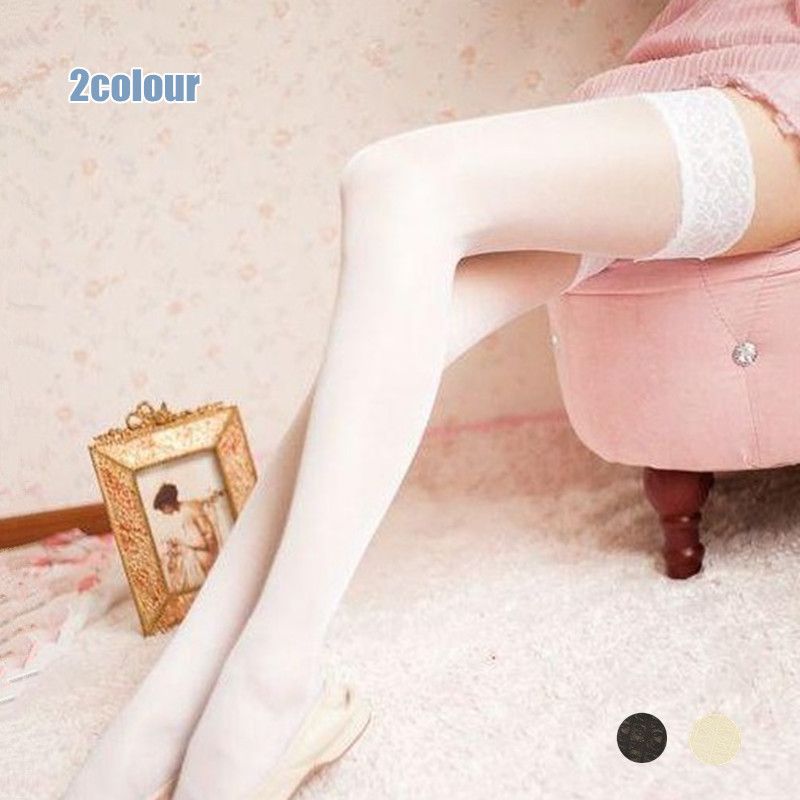 2025d Women's Lingerie Sexy Transparent Lace Trim Thigh-High Stockings Garter Belt_voghion.com