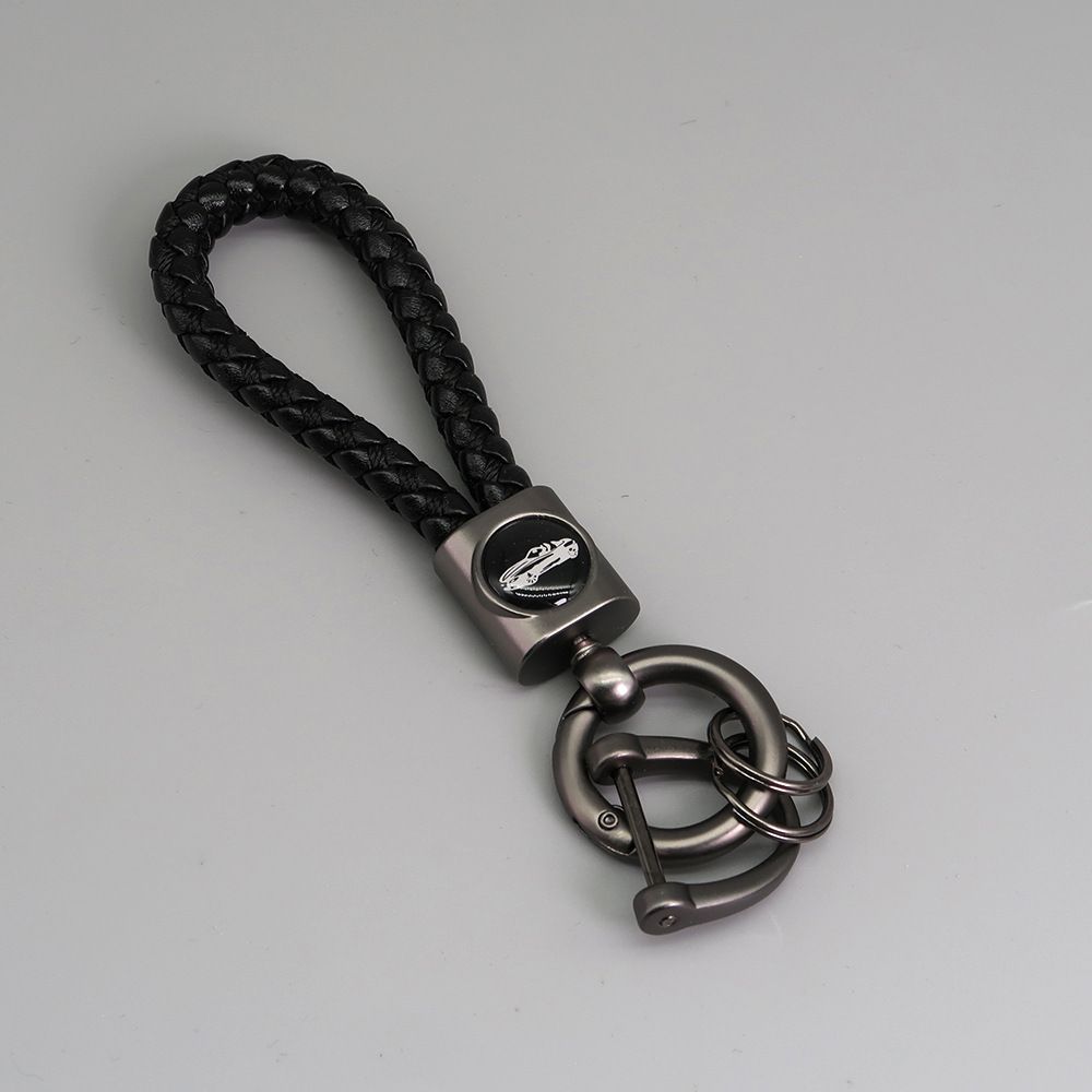 Nuovo stile portachiavi per auto in corda di pelle intrecciata, creativo logo per auto, design di personalità, semplice portachiavi per moto, corda da mano_voghion.com