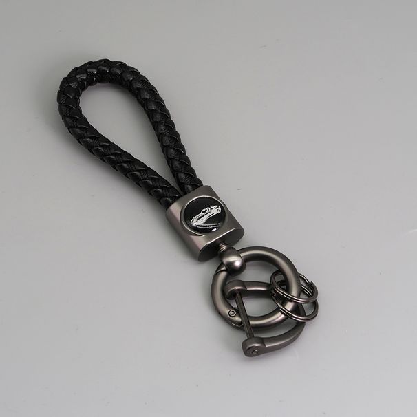 Nuovo stile portachiavi per auto in corda di pelle intrecciata, creativo logo per auto, design di personalità, semplice portachiavi per moto, corda da mano_voghion.com