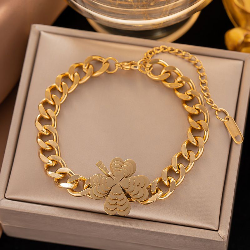 2023 New Hip Hop Mangxing Butterfly Flower Cuban Titanium Steel Necklace Collar Chain Jewelry_voghion.com