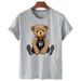 Women's Clothing fashionable bear print round neck short-sleeved T-shirt casual ins large size for men and women_voghion.com