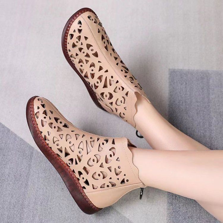 hollowed out cool boots for women's new breathable hole flat bottomed oversized mom's sandals_voghion.com