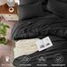 Black Solid Color Breathable Queen Size Comforter Sets, All-Season Down-Alternative 3-Piece Bedding Set_voghion.com