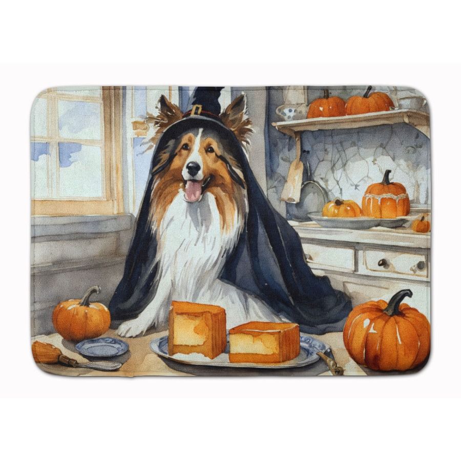 Tappeto da cucina con zucche Sheltie, cuscino in schiuma lavabile in lavatrice, comfort autunnale o da bagno, tappetino da cucina, memory foam anti-fatica_voghion.com