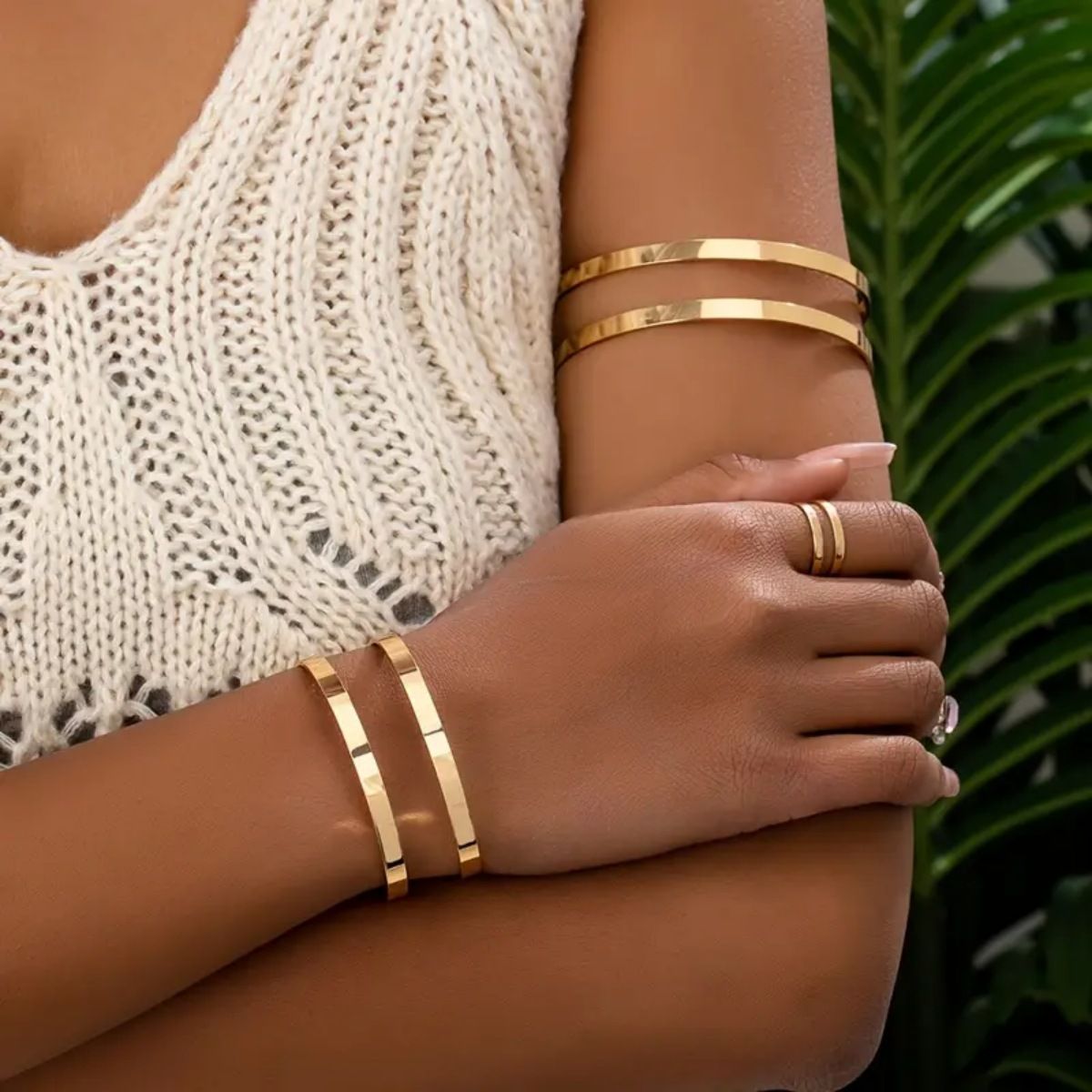 Joyería Qingdao, doble capa hueca, nuevo estilo, pulsera, anillo de brazo, moda, personalidad simple, versátil, sexy_voghion.com