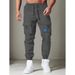 Men's Cargo Jogger Pants - Stylish Casual Workwear Trousers With Elastic Cuffs, Comfortable Polyester Fabric, Black/Dark Grey/Brown (S-XXL)_voghion.com
