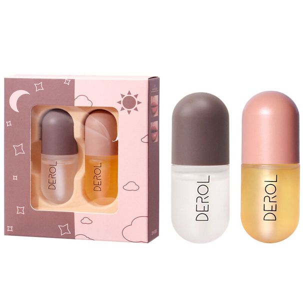 DEROL 2 pièces 5.5ml jour nuit Volume instantané lèvres huile repulpante hydratant réparateur réduire les ridules cosmétiques lèvres Sexy_voghion.com