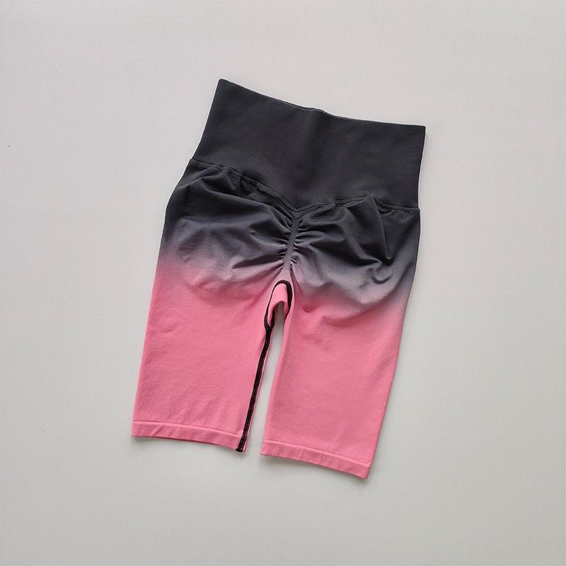 Damenbekleidung Hohe Taille Enge Dreiviertel-Hüfthose mit Pfirsich-Schnelltrocknung für Yoga, Radfahren und Sport mit Gradient-Hüftlift_voghion.com