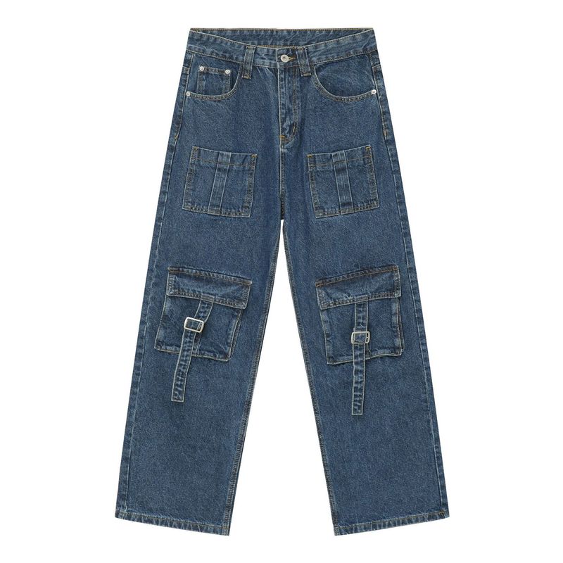 Herrenbekleidung JEANS | 2024 Europäischer und amerikanischer Streetstyle, Multi-Pocket-Nähte, weites Bein, Arbeitskleidung, Jeanshose, gerade und vielseitig_voghion.com