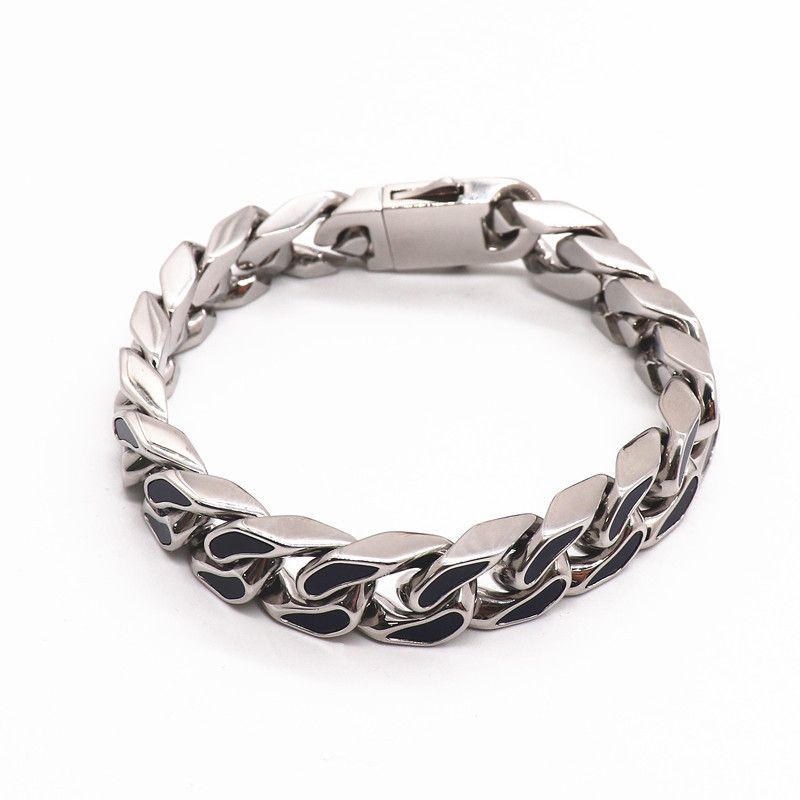 Bracciale cubano in acrilico anti-sbiadimento con catena in acciaio al titanio e design Sense Ins Niche, gioiello alla moda per uomo_voghion.com