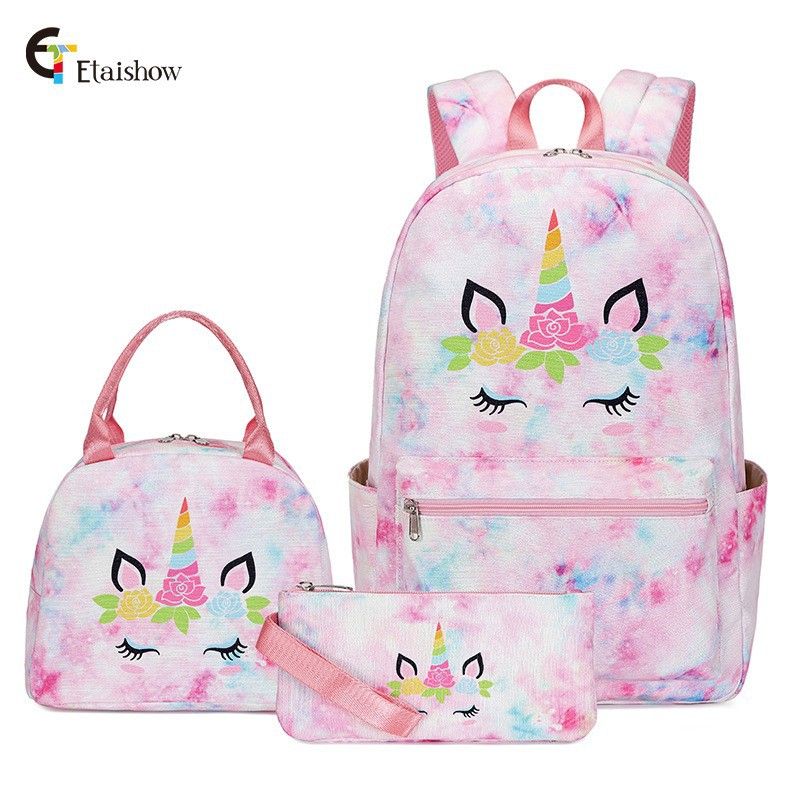 three piece backpack for girls starry sky graffiti print primary school student schoolbag lightweight waterproof backpack_voghion.com