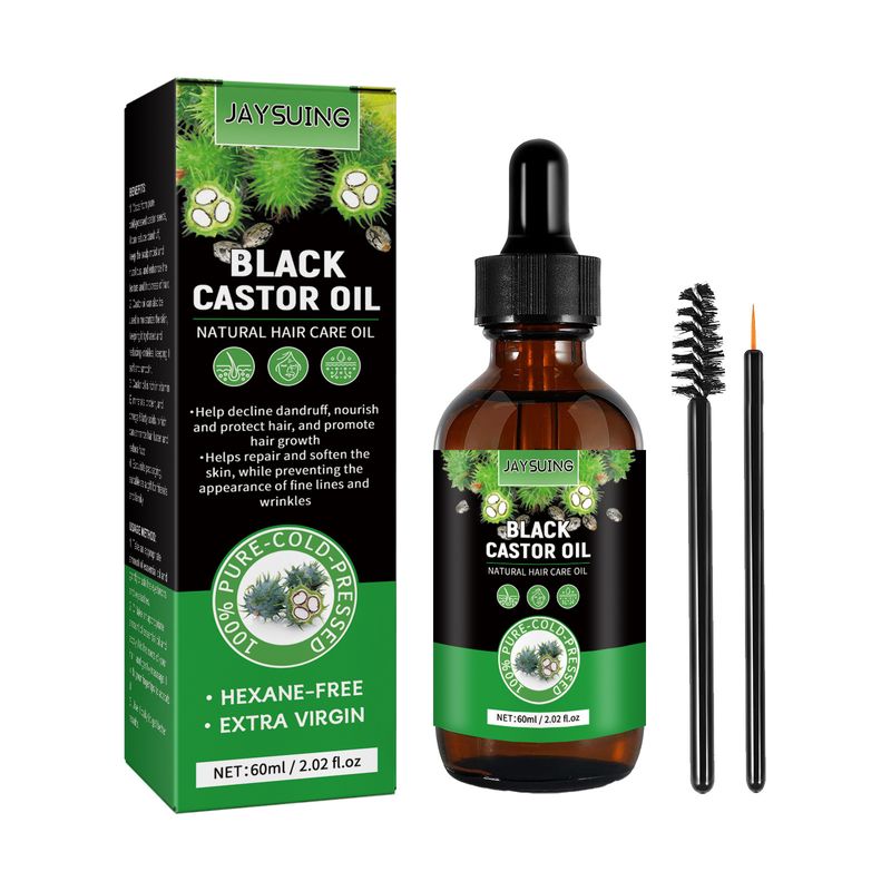 Jaysuing Dense Liquid Moisturizes schützt das Haar, beugt Haarausfall vor und festigt es. Black Castor Hair Essence Oil_voghion.com