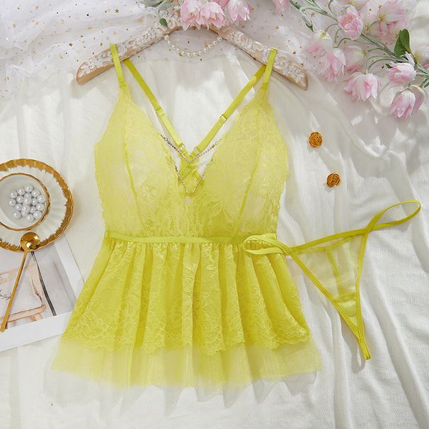 Biancheria intima sexy e divertente Prospettiva di pizzo Tentazione Abito da notte perizoma Set di due pezzi_voghion.com