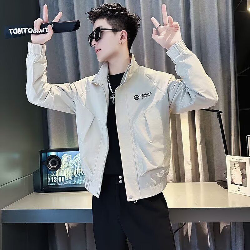 Fashionable And Casual Spring And Autumn Workwear Stand Up Collar Jacket Versatile And Stylish Men's Jacket_voghion.com