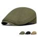 Unisex Vintage canvas beret Solid color simple front hat visor personality all-in-one duck tongue newsboy hat_voghion.com