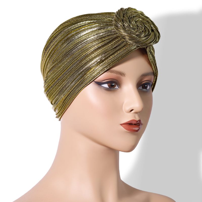 Chapeau turban africain à fleurs d'escargot doré, chapeau national en tissu Baotou, chapeau de mariage_voghion.com