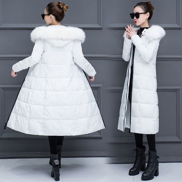 Langer Daunenmantel für Damen mit abnehmbarer Kunstpelzkapuze, Winterjacke in Übergröße für kaltes Wetter, stylischer Oversize-Parka mit Taschen_voghion.com
