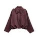 Autumn Winter Women's Bomber Jacket With Batwing Sleeves, Zipper Closure, Loose Fit, Suede Texture, Casual Outerwear – S/M/L_voghion.com