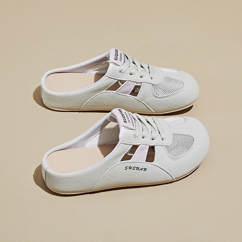 Halbschale weiße Schuhe Studentin Mesh atmungsaktive Erhöhung Schuhe Casual Board Schuhe_voghion.com