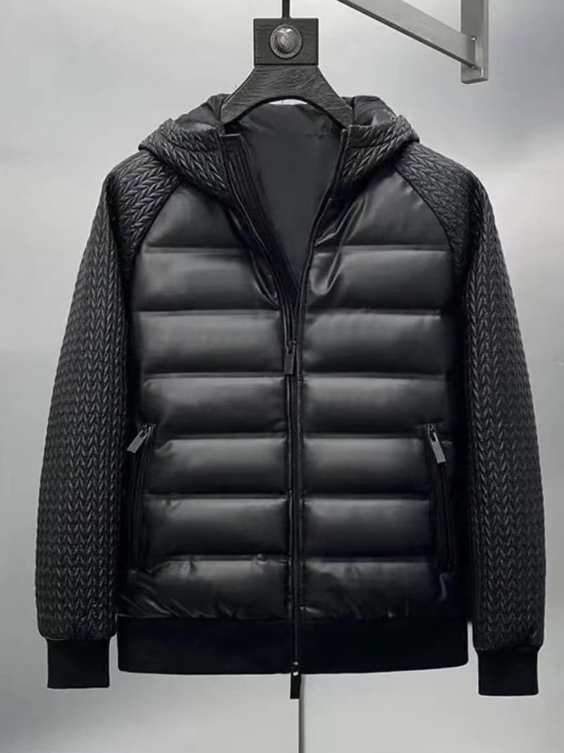 ​​Men’s Quilted Hooded Down Jacket – 750FP White Duck Feather, Short-Length Slim Fit, Unisex Winter Coat (50g Filling, L-5XL, Black)​​_voghion.com