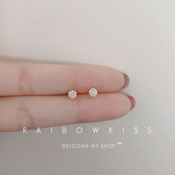 Mini orecchini invisibili da lavoro, orecchini a bottone con piccolo fiore, cuore, loto, argento, zircone, disco, orecchio, perno, osso, per donna_voghion.com